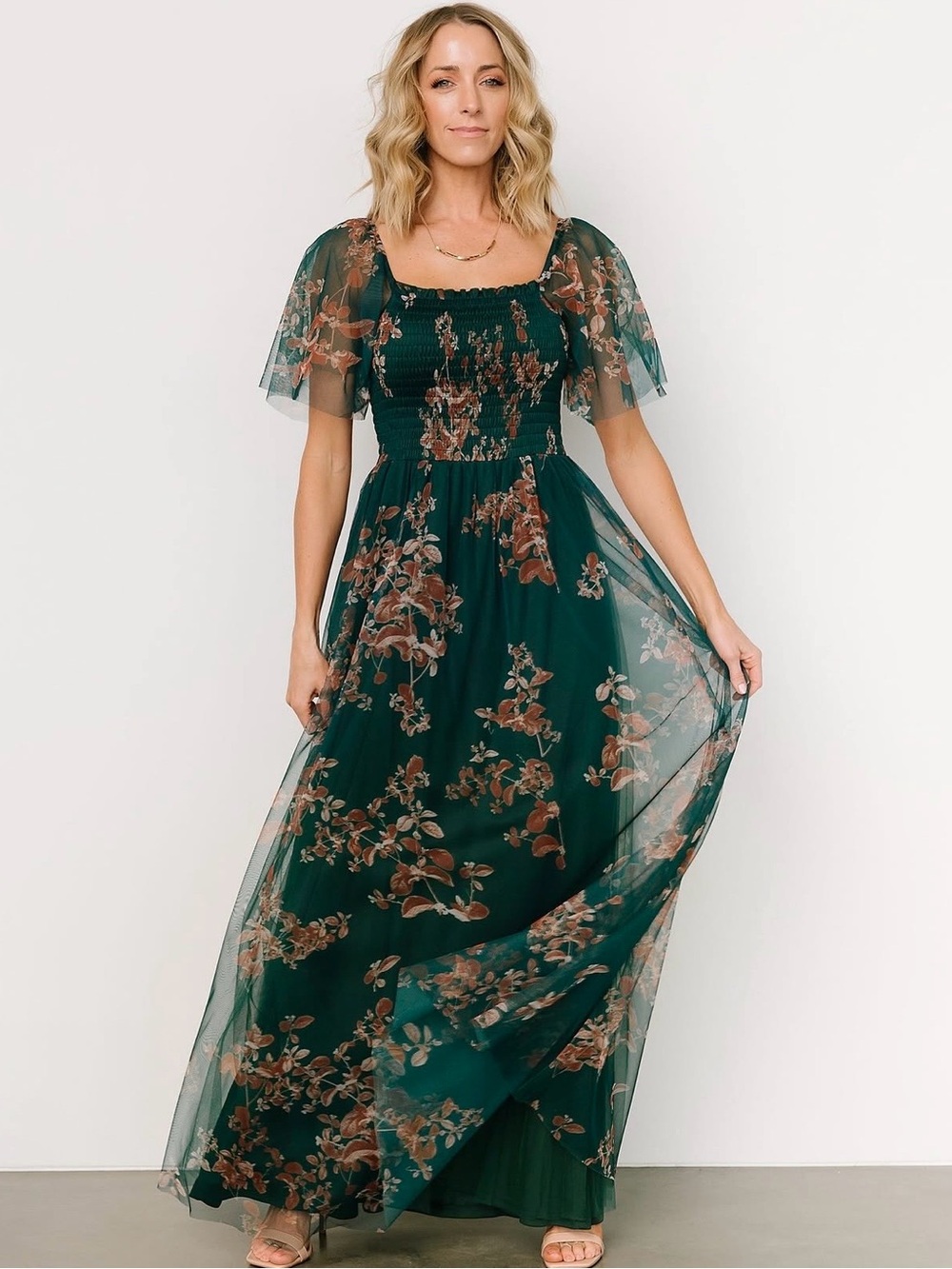 Baltic Born Cassandra Tulle Maxi Dress Size XL Wedding Guest Flutter Sleeves